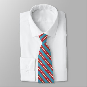 Vibrant Red and Blue Striped Pattern Modern Design Neck Tie