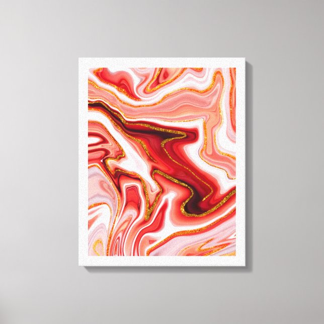 Vibrant Red and Gold Abstract Art Canvas Print (Front)