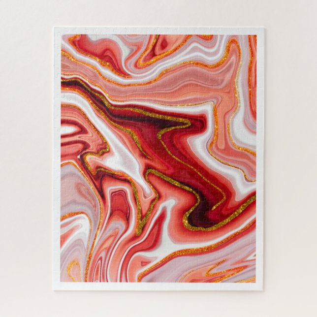 Vibrant Red and Gold Abstract Art Jigsaw Puzzle (Vertical)