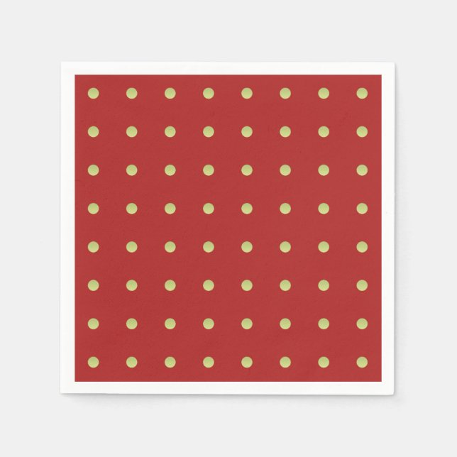 Vibrant red and golden polka dot pattern napkins (Front)