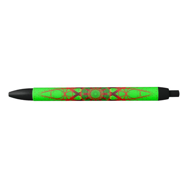 Vibrant Red and Green Mandala Pen (Front)