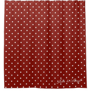 Vibrant Red and White Dotted Shower Curtain