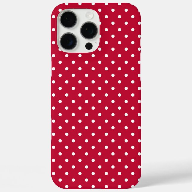 Vibrant Red and White Polka Dot Pattern Case-Mate iPhone Case (Back)