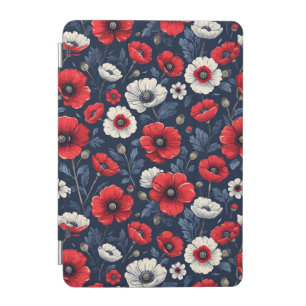 Vibrant Red and White Poppy Flowers iPad Mini Cover