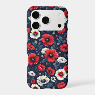 Vibrant Red and White Poppy Flowers iPhone 17 Pro Case
