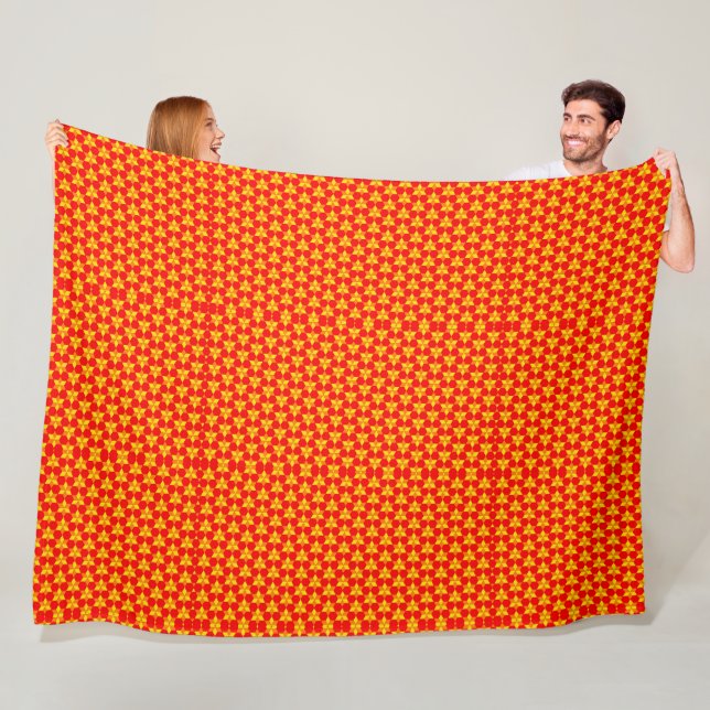 Vibrant Red and Yellow Geometric Pattern Fleece Bl Blanket (In Situ)