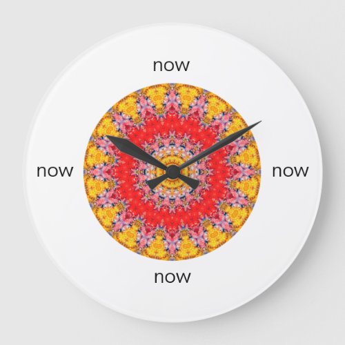 Vibrant Red and Yellow Mandala Kaleidoscope  Now Large Clock
