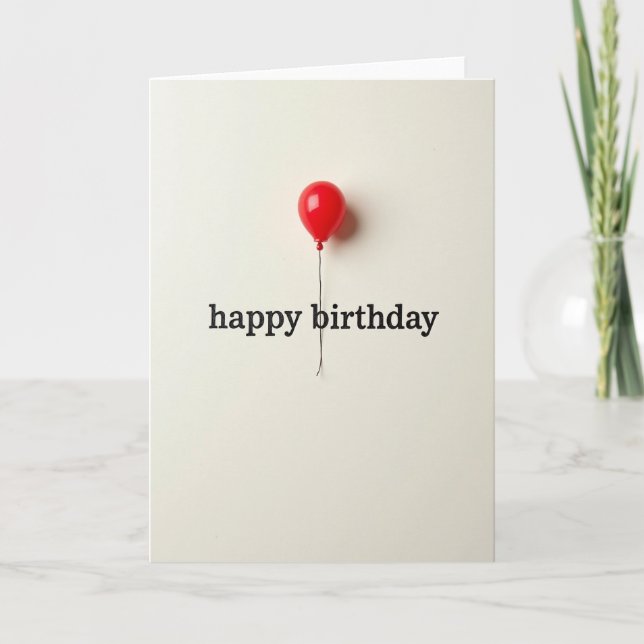 Vibrant Red Balloon Birthday Card (Front)