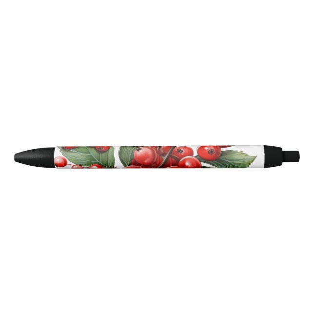 Vibrant Red Berries with Lush Green Leaves - Natur Pen (Front)