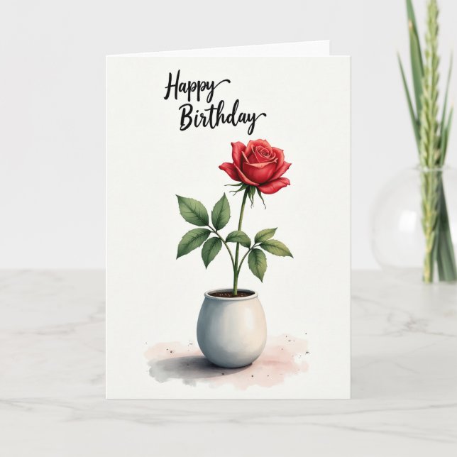Vibrant Red Birthday Card (Front)