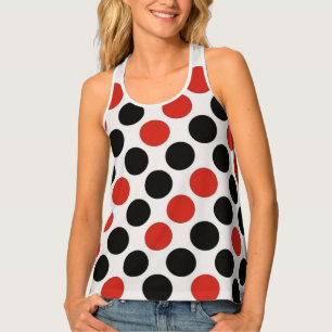 Vibrant Red Black Polka Dot Pattern Design Tank Top