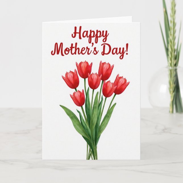 Vibrant Red Bloom Mothers Day Card (Front)