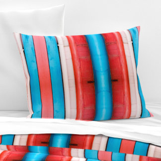Vibrant red, blue and pink stripes L-size pattern Pillow Case