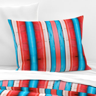Vibrant red, blue and pink stripes M-size pattern Pillow Case