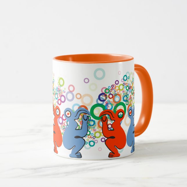 Vibrant Red & Blue Eastern Island Bird Design  Mug (Front Right)