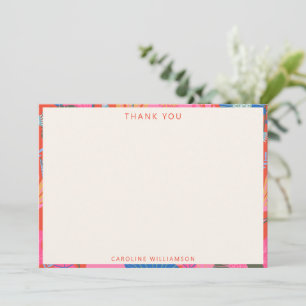 Vibrant Red Boho Floral Personalized Stationery  Thank You Card