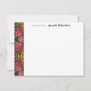 Vibrant Red Butterflies Personalized Note Card