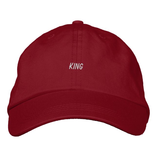 Vibrant Red-cap featuring King Custom Printed Text Embroidered Baseball Cap (Front)