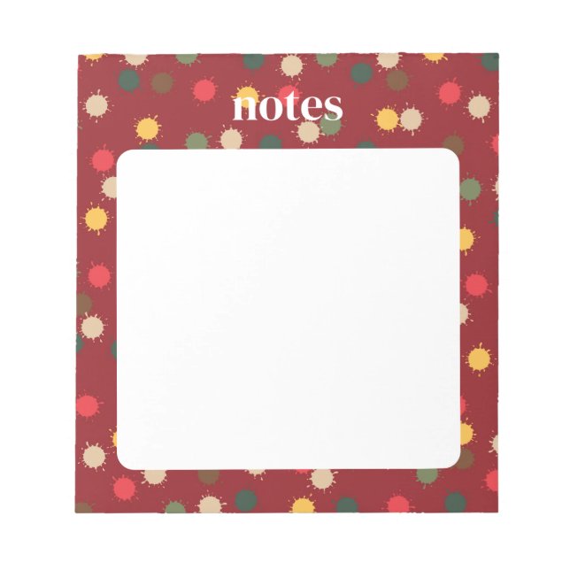 Vibrant Red Colorful Polka Dots Notepad (Front)