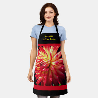 Vibrant Red Dahlia Flower Personalized Apron