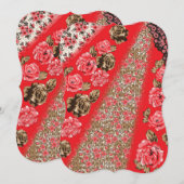 Vibrant red fabric featuring intricate floral and  (Front/Back)