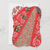 Vibrant red fabric featuring intricate floral and  (Back)