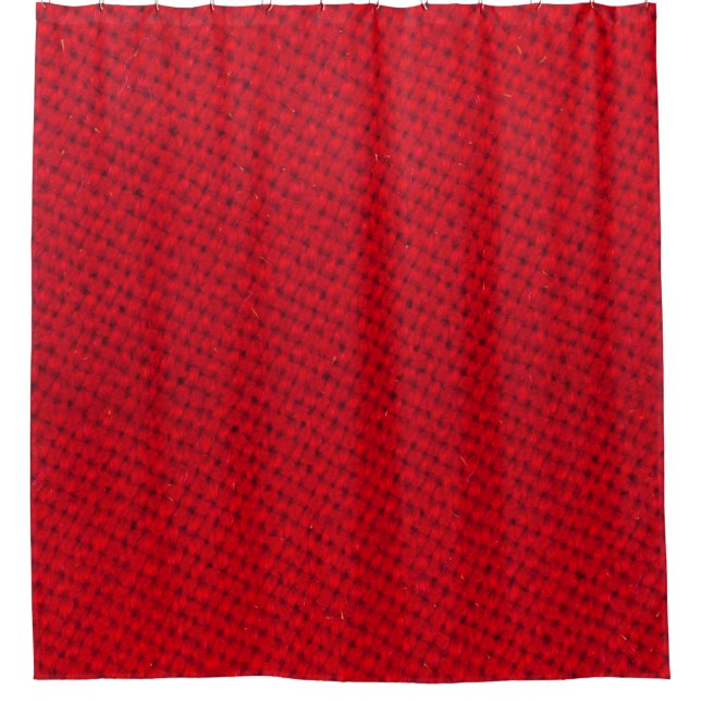 Vibrant Red Fabric Texture Shower Curtain (Front)