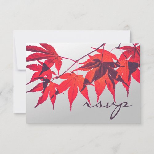 Vibrant Red Fall Leaves RSVP card