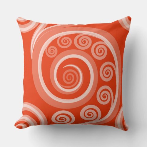 Vibrant Red Fern Frond Leaf Swirls Throw Pillow