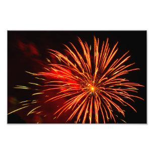vibrant red fireworks display against black sky photo print