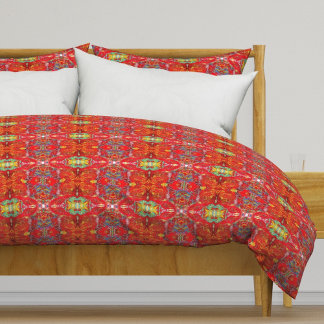 Vibrant red fishing nets M-size pattern Duvet Cover