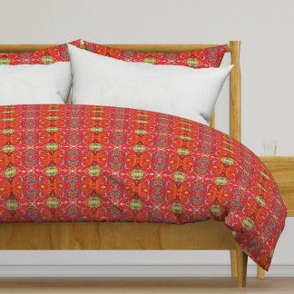 Vibrant red fishing nets S-size pattern Duvet Cover