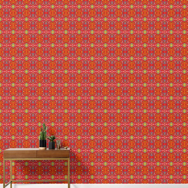 Vibrant red fishing nets S-size pattern Wallpaper (Hallway)