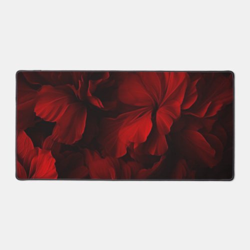 Vibrant Red Floral Desk Mat  