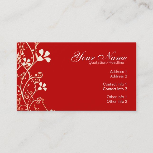 Vibrant Red Florali Business Card (Front)