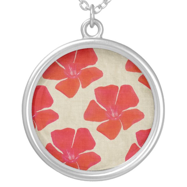 Vibrant Red Flowers Necklace (Front)