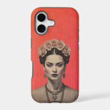 Vibrant Red Frida Portrait iPhone Case
