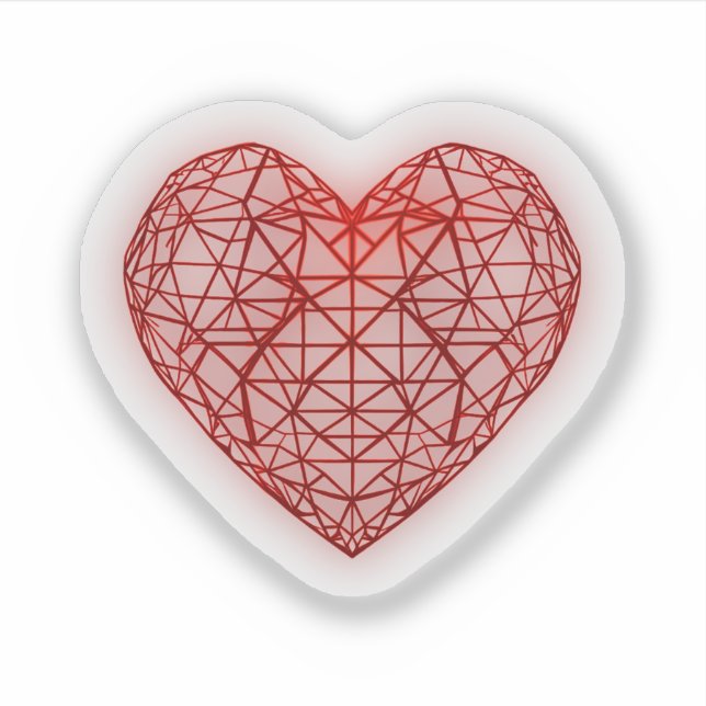 Vibrant Red Geometric heart Sticker (Front)