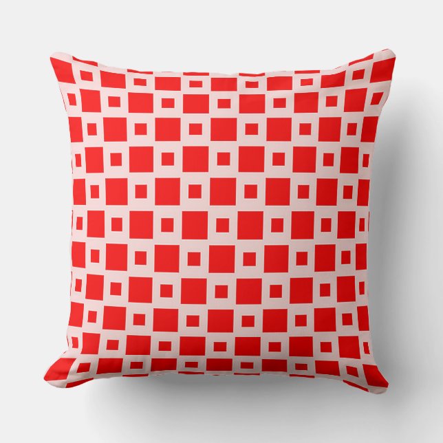Vibrant Red Geometric Pattern Throw Pillow (Front)