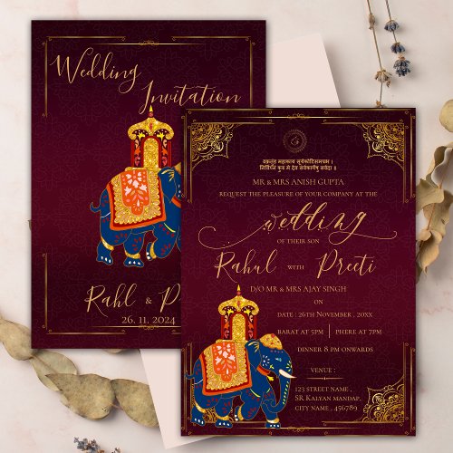 Vibrant Red Gold With Lord Ganesh Indian Wedding Invitation