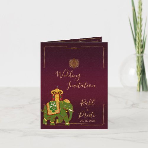 Vibrant Red Gold With Lord Ganesh Indian Wedding Invitation