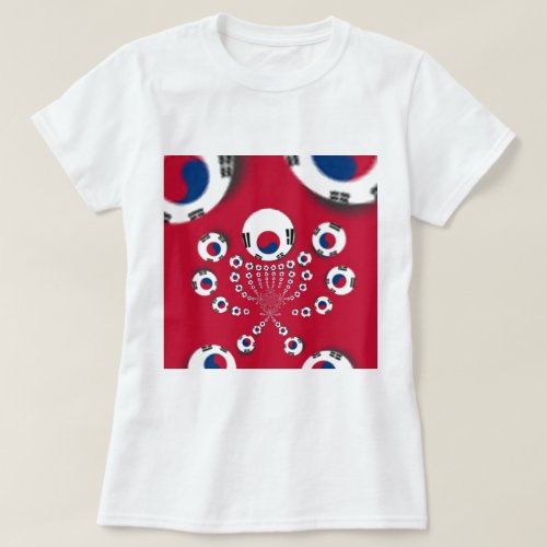 Vibrant Red Kaleidoscope South Korea Design T_Shirt