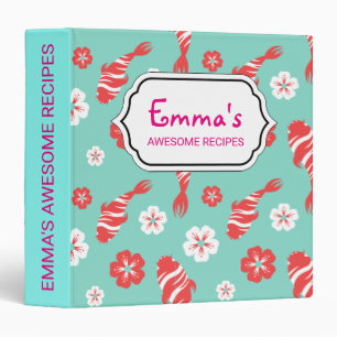 Vibrant red koi fish swimming on mint pattern binder