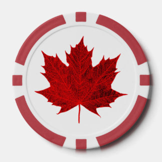 Vibrant Red Maple Leaf/CANADA Poker Chips