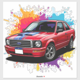 Vibrant Red Muscle Car Sticker