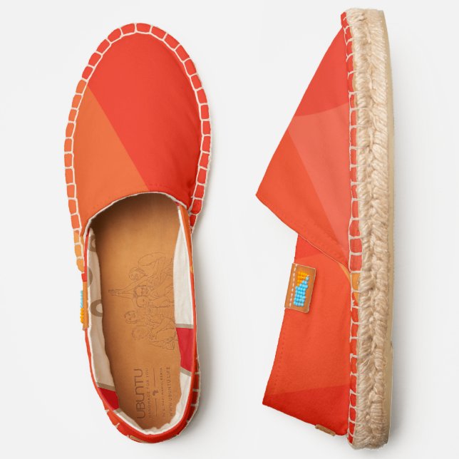 Vibrant Red Orange Abstract Geometric Unique Espadrilles (Side)