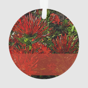 Vibrant Red Orange Firebush Ornament