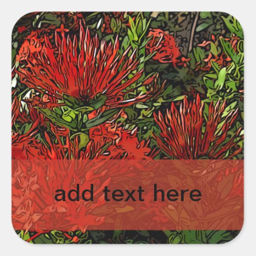 Vibrant Red Orange Firebush Plant Square Sticker