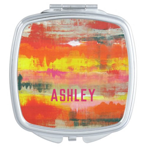 Vibrant Red Orange Yellow Art Personalized Compact Mirror