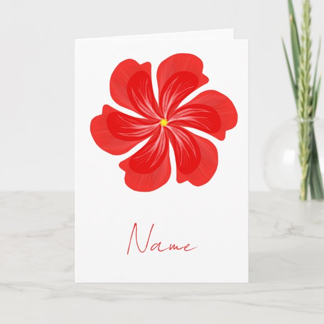 Vibrant Red Petal Bloom - Minimalist Floral Art Card (Front)